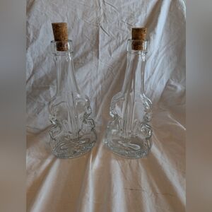 2/50$ Vintage Clear Glass Violon Bottles with Cork Stoppers